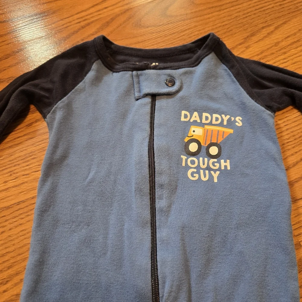 Bundles Baby Place Blue Footed Pajamas Cotton Daddys Tough Guy Dump Truck 12-18M